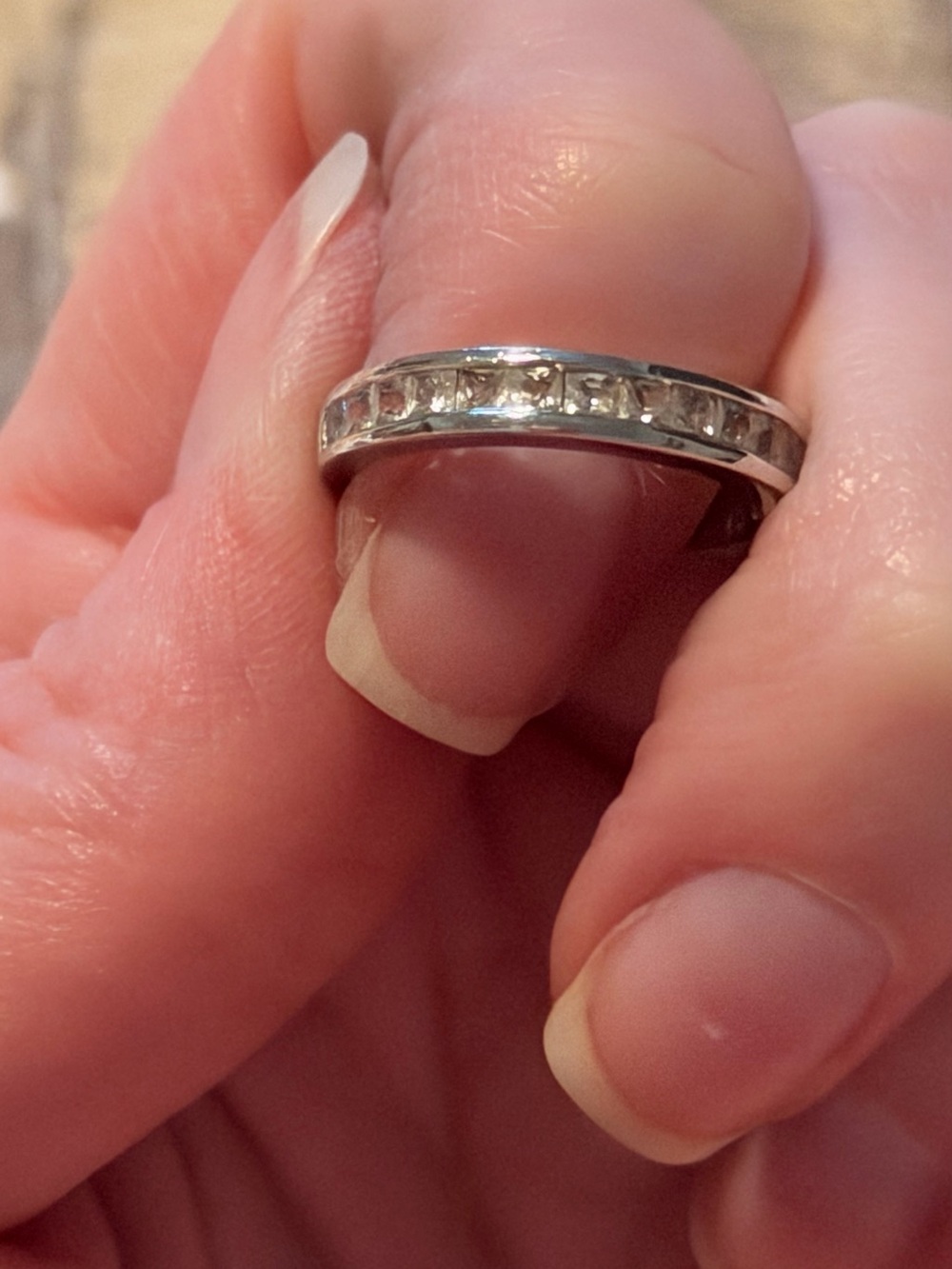 1ct Natural White Sapphire Sterling Silver Band Ring